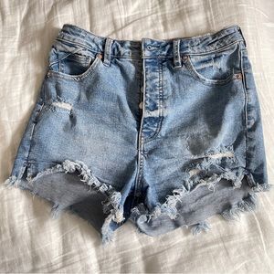 Free People CRVY Vintage High-Rise Frayed Denim Shorts, Lolita size 27